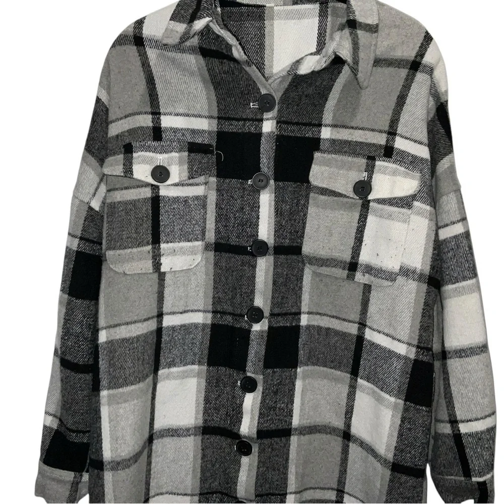 Cozy Long Plaid Fleece Shirt Jacket Women’s - Picture 4 of 5